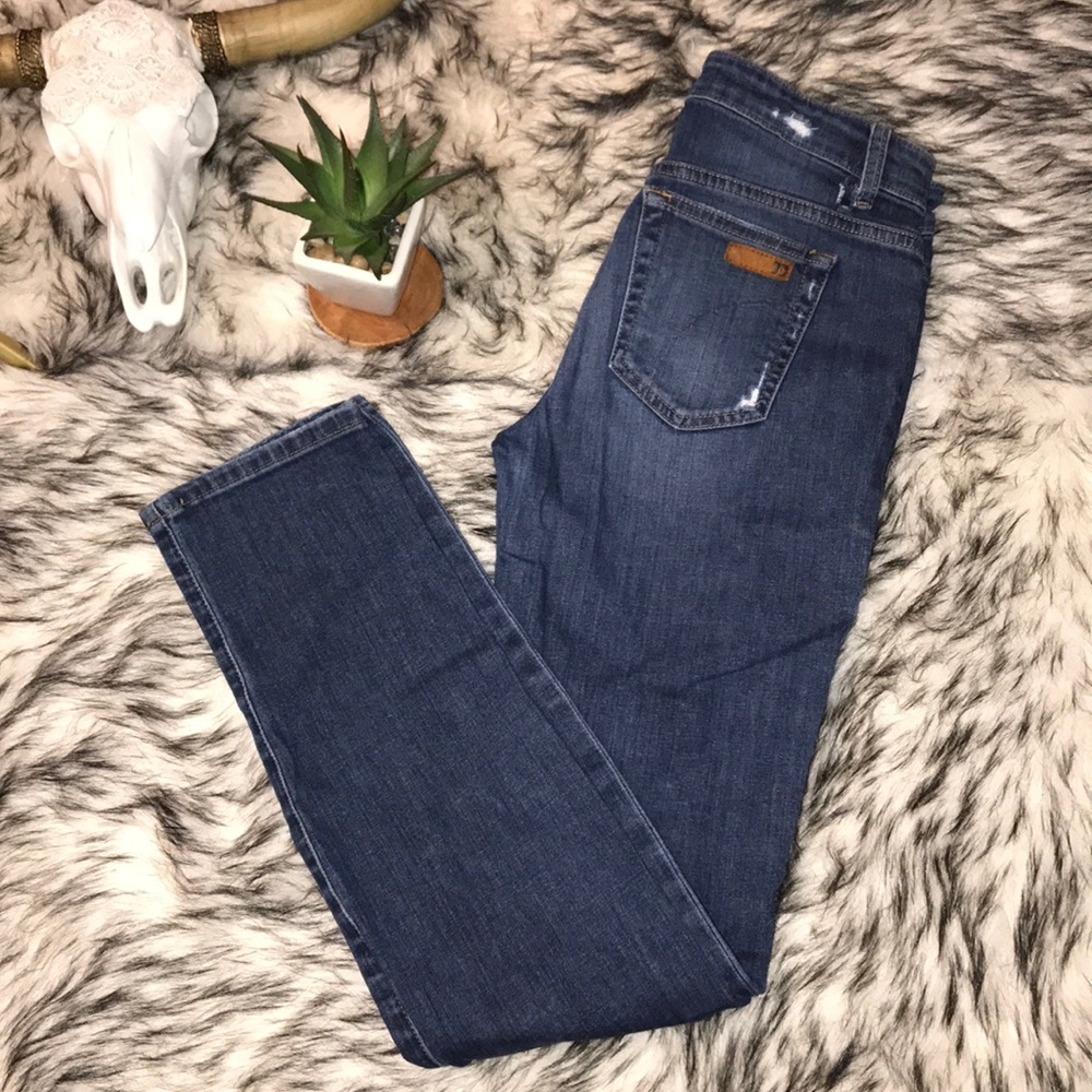 Joe’s Jean Straight Leg Distressed Skinny Mid Rise